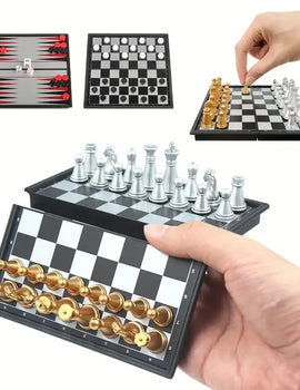 Mini Chess Board Game Toys Folding Plastic Chessboard Portable Interactive Toy for s Adult Birthday Gift