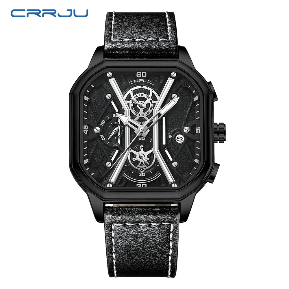 Mens Watches Top Luxury Brand Waterproof Sport Wrist Watch Chronograph Quartz Military Genuine Leather Relogio Masculino