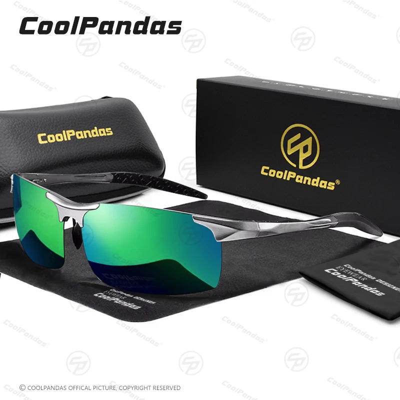 Aluminum Polarized Sunglasses UV400 Anti-Glare Driving Glasses Outdoor Rectangle Shades for Men