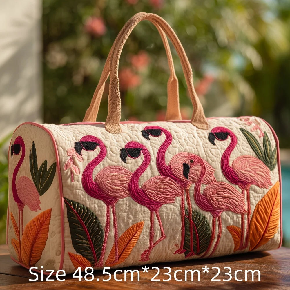 Hot Sale 3D Quilted Flamingo Bag Women Weekender Bag Tropical Palm Leaves Travel Tote Overnight Beach Vacation Carry On Bags