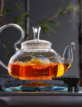 New Flower Puer Glass Tea Teapot Kung Fu Tea Maker With Heat Resistant Chinese Glass Tea Kettle With Tea Filter Teaware