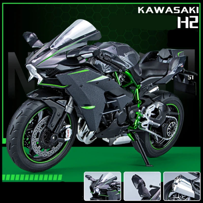 Diecast H2 H2R Racing Motorcycle Model 1 to 9 Scale
