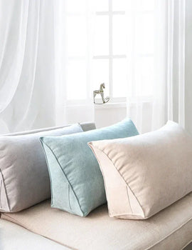 Canvas Lumbar Support Sofa Cushion With Pocket Triangle Backrest Tatami Mat For Living Room Bedroom Ergonomic Pillow