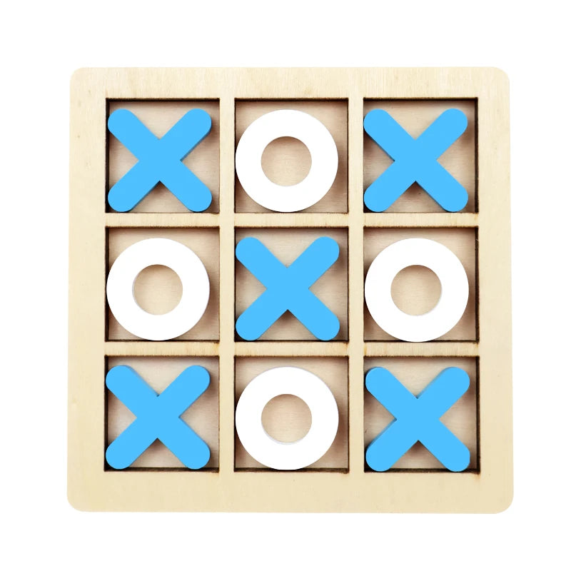 Wooden Push and Shove Tic Tac Toe Strategy Game