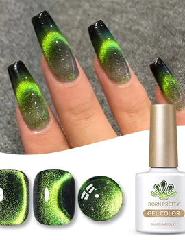 10ml Green Cat Gel Ultra Shine Semi Permanent Soak Off UV Gel Manicure Nail Art Varnish Sparkling Nail Art