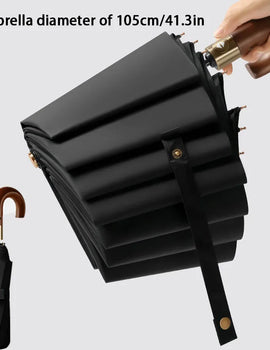 Windproof UV protection casual folding UPF50+automatic umbrella handle curved handle design, stylish design compact sun and rain