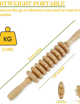 1 PCS Wood Massage Roller Trigger Points Home Gym Manual Wooden Fascia Massage Roller for Release Cellulite Sore Muscle Blasting