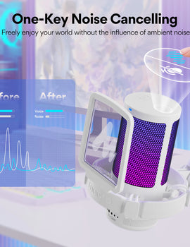 Gamerwave DGM20S USB Microphone Gaming Mic Condenser Mic RGB Mic Noise Canceling Mic with Mic Gain,RGB Light,One key mute