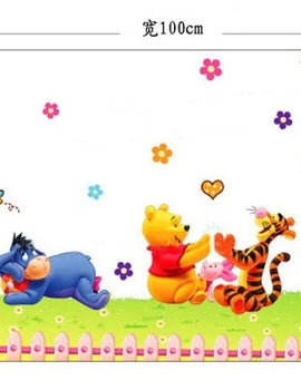 Cartoon Animal Winnie The Pooh Wall Stickers Decals For Room Nursery Kindergarten Bedroom Wall Decoration Decor Mural Home