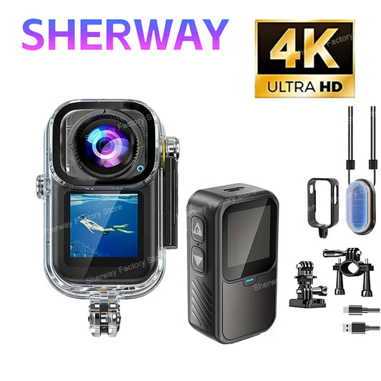 4K Action Camera with Dual Screen Image Stabilization Waterproof Sports Body Camera for Helmet Cycling Vlog