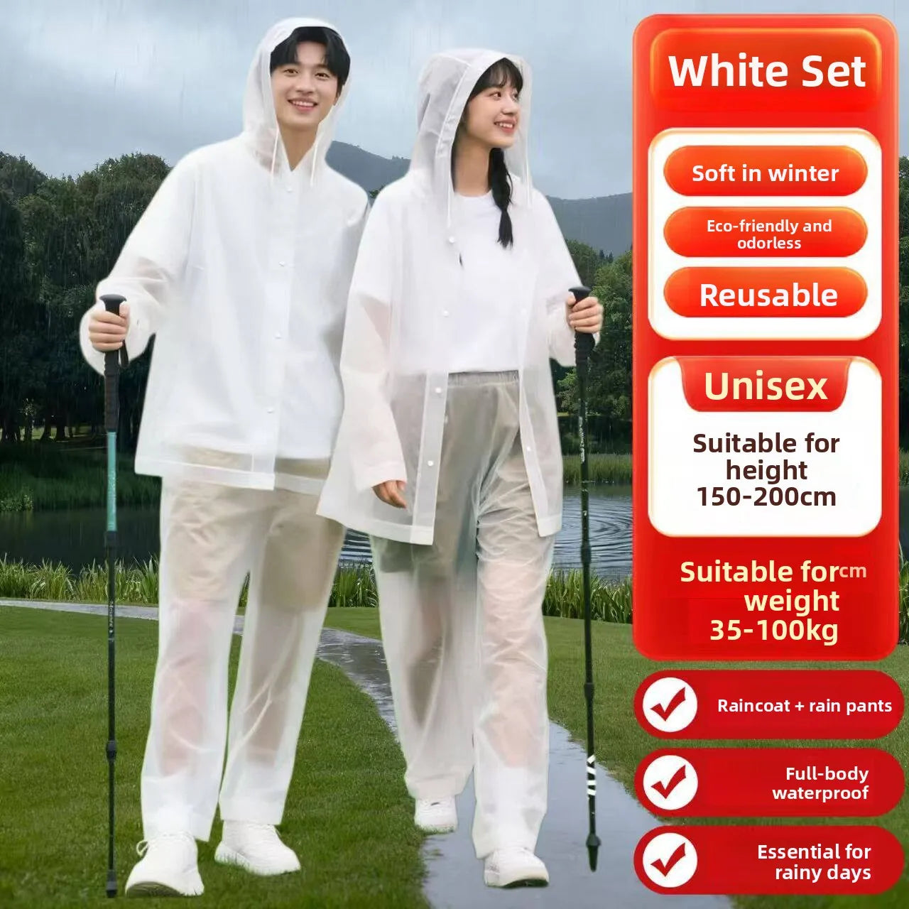 Adult Waterproof Cycling Rain Suit with Separate Rain Pants