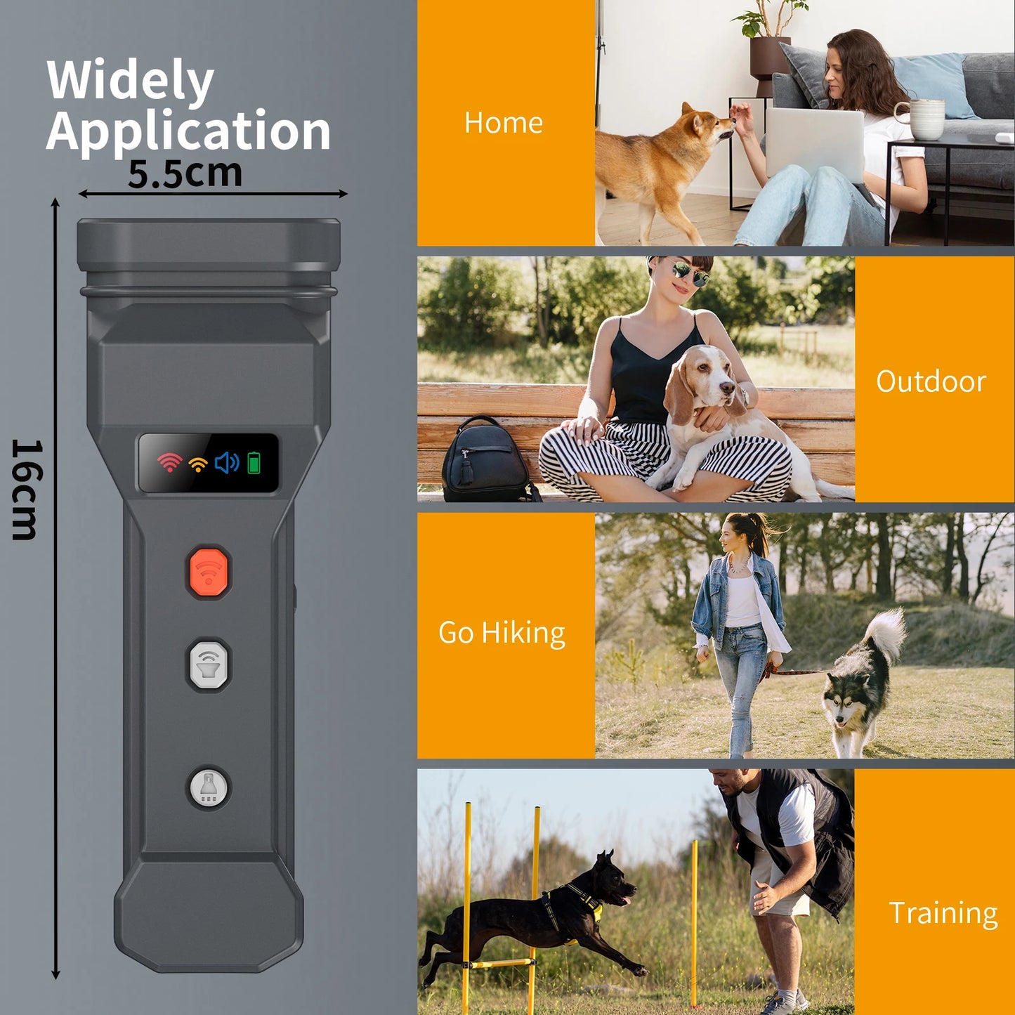 3 Ultrasonic Dog Repeller Anti Bark Dog Attacks Deterrent Devices Rechargeable Pet Stop-Barking Training With LED Flashlight
