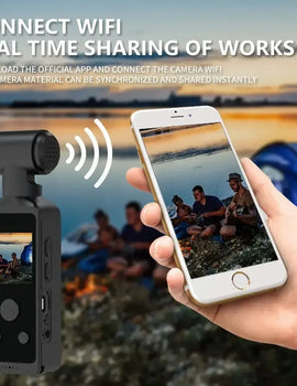 4K HD Pocket Action Camera 270° Rotatable Anti Shaking Wifi Sports Camera 30m Waterproof Small Video Camcorder for Photography