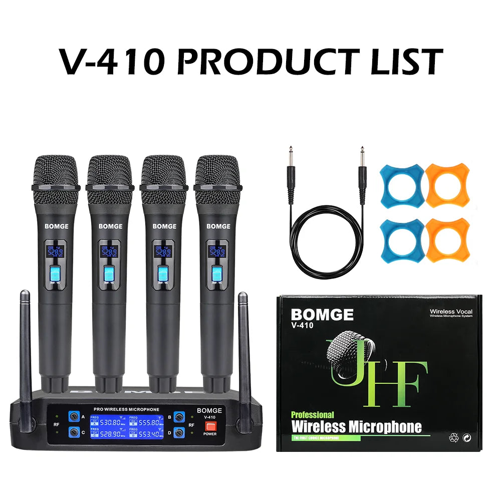 4 Channel Wireless Microphone System with Handheld Dynamic Mics and Long Range