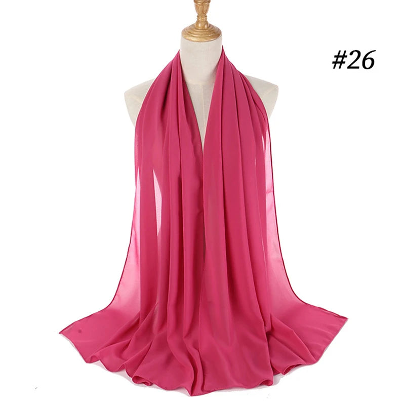 Muslim Chiffon Hijab Women Bubble Chiffon Scarf For Women Ladies Veil Muslim Islam Solid Color Malaysia Wrap Scarves