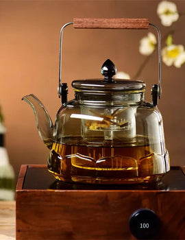 1000ml Lotus Shape Heat-resistant Glass Teapot With Tea Strainer Infuser Steaming and Boiling Flower Puer Kungfu Beam Tea Pot