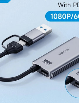 USB 3.0 Video Capture Card With PD Port Fast Charging For iPad HDMI to USB/Type-c Gaming Live Streaming Video Recorder