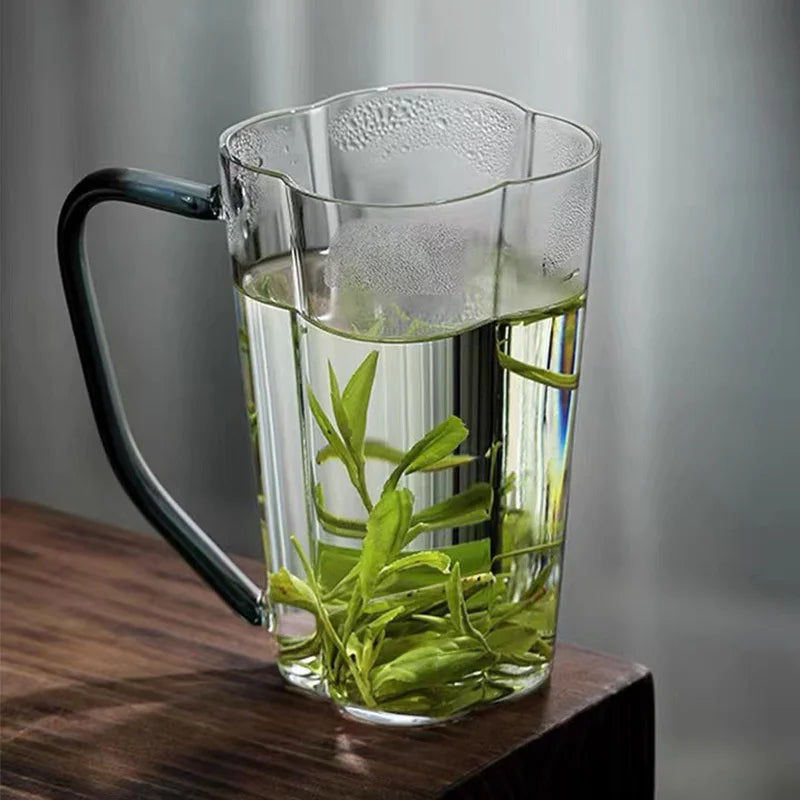 450ML High Borosilicate Glass Tea Cup Coffee Mugs with Handle Breakfast Milk Cup Glass Mugs Brewing Green Tea Tea Set Teaware