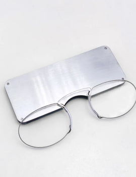 Rimless Foam Nose Clip On Reading Glasses Mini Portable Lazy Glasses With Alloy Case Men Women +1+1.5+2+2.5+3