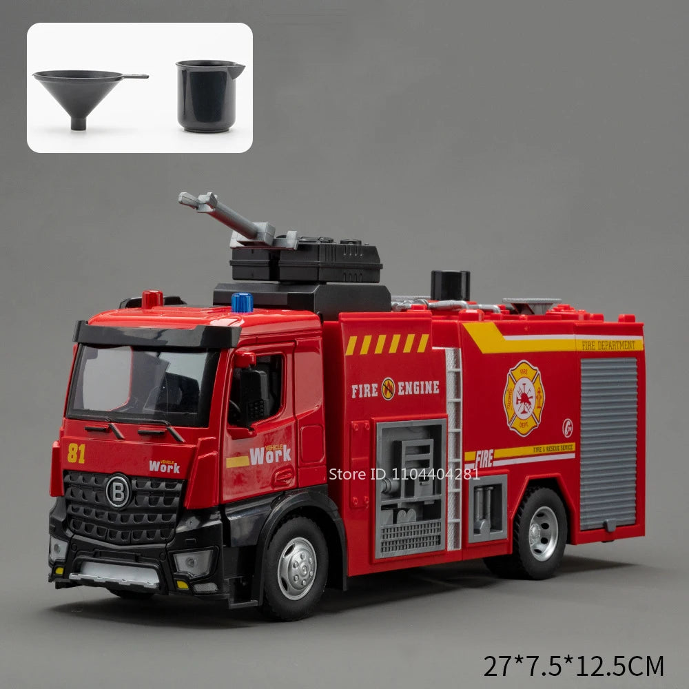 1:18 Electric Sanitation Garbage Truck Toy Cars Model Alloy Water Tanker Diecast Light Sound Vehicle 's Educational Toys