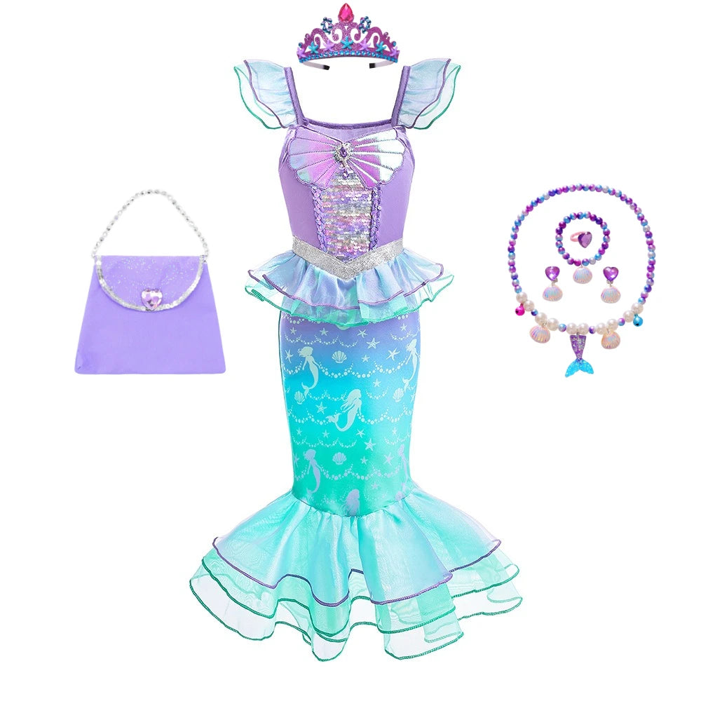 Mermaid Princess Sequin Tulle Party Dress