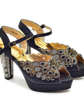 New Design Italian New Party Fashion Color Buckle High Heels Italian Women Pumps Decorated with Rhinestone Luxury Wedding Shoes