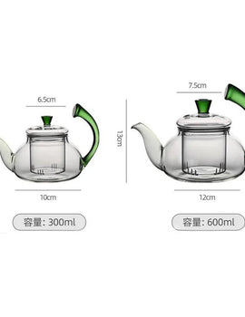 Heat Resistant Clear Glass Tea Pot with Infuser 300ml 600ml Color Warped Handle Glass Teapot Flower Puer Tea Infuser Pot Tea Set