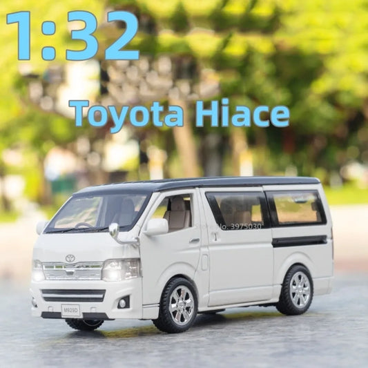 1:32 Toyota Hiace MPV Alloy Car Model Toys Diecast Van Simulated Business Vehicles Light Sound Toys