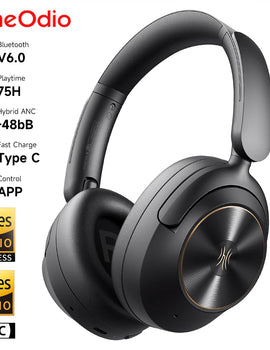 A6 ANC Wireless Bluetooth 6.0 Headphones -48dB Hybrid Active Noise Cancelling Over Ear Headset With Mic Hi-Res LDAC APP