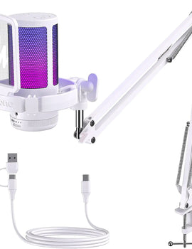 Gamerwave DGM20S USB Microphone Gaming Mic Condenser Mic RGB Mic Noise Canceling Mic with Mic Gain,RGB Light,One key mute