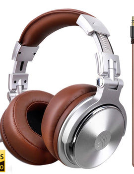 Wired HiFi Headphones Professional Studio DJ Headphones With Mic Over Ear Hi-Res Headset Monitoring For AMP Guitar Phone