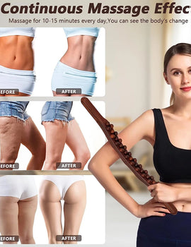 Guasha Wood Stick Tool Wood Therapy Massage Tool for Body Shaping,31 Beads Back Massage Roller Stick,Lymphatic Drainage Massager