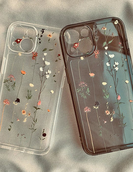 Flower Clear Phone Case for iPhone 16 15 14 Pro Max 15 14 16 Plus Mini Transparent Shockproof Back Cover