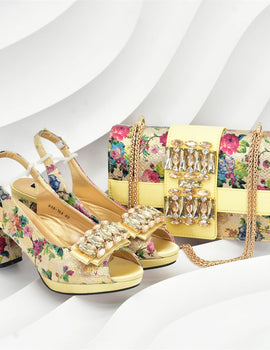 Italian Design Rhinestone-encrusted Ladies Party Shoes And Special Bag High Heels And Dual Purpose Bag Women's Shoes