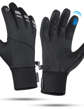 Outdoor Winter Warm Cycling Gloves Black Windproof Touchscreen Bicycle Gloves Camping Hiking Sport Running Motorcycle Gloves Men