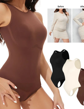 Thongs Bodysuit for Women Tummy Control Shapewear Racerback Top Seamless Body Sculpting Shaper High Neck Jumpsuit Overalls