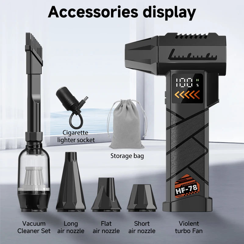 2800000RPM Jet Blower Super Powerful Wind Pressure Electric Compressed Air Cordless Vacuum Cleaner/Car Emergency Power Supply