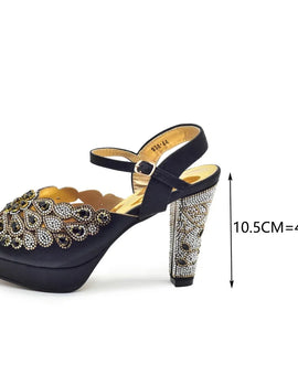 New Design Italian New Party Fashion Color Buckle High Heels Italian Women Pumps Decorated with Rhinestone Luxury Wedding Shoes
