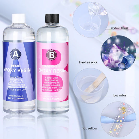 1:1 Crystal Clear Epoxy Resin Kit – High Gloss Bubble-Free Art Resin for Casting & Jewelry DIY
