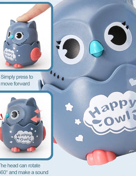 Owl Shaped Press Mechanical Sliding Toys Classic Wind Up Interactive Toys for Boys Girls Birthday Xmas Gift
