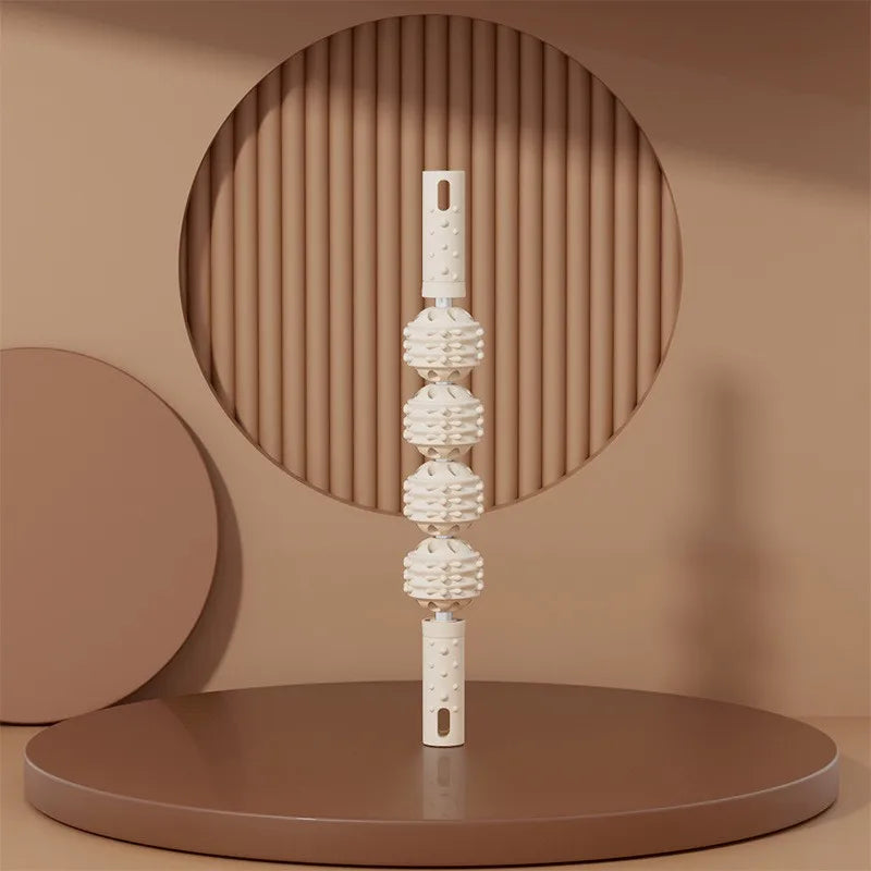4 Ball Roller Muscles Massage Stick Relaxation Yoga Fitness Wolf Tooth Fascia For Calves Thighs Quadriceps Arms Forearms