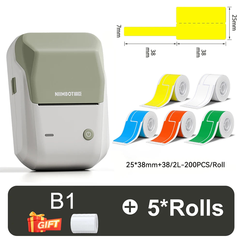 B1 Mini Thermal Label Printer, Bluetooth Wireless Sticker Maker 25–50mm, Portable Inkless Label Printer for Cable Management & Business