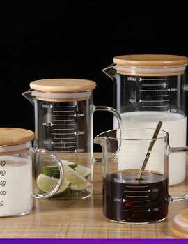 250/350/500/1000ml Glass Measuring Cup With Lid Heat-resistant With Scales Laboratory Beaker Handle Kitchen Measuring Mug