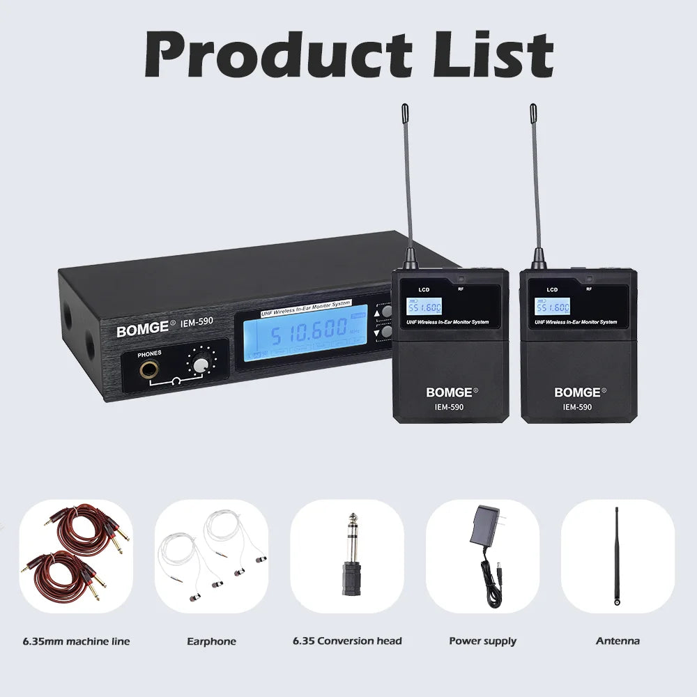 Professional UHF Wireless In Ear Monitor System Rack Mount Stereo Audio Monitoring Kit