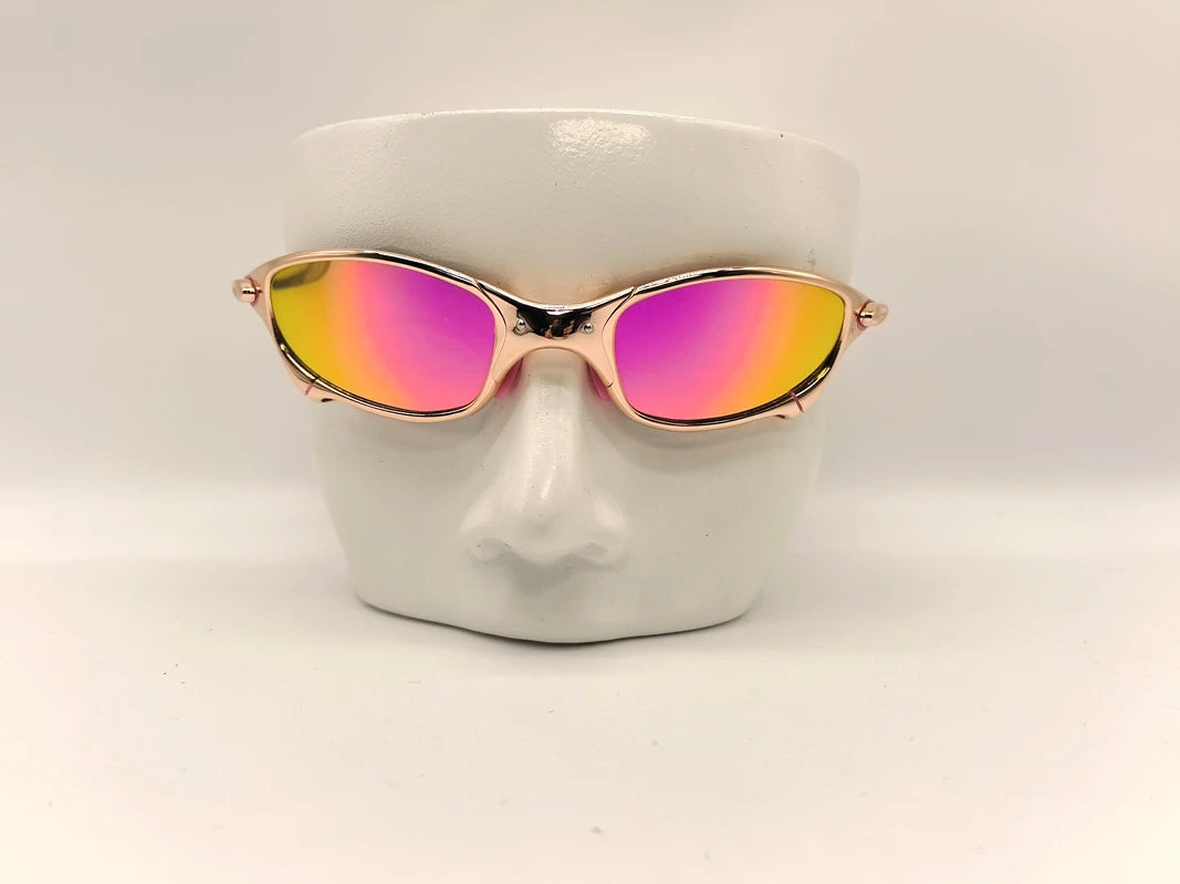 Polarized UV400 Cycling Sunglasses – Gold Metal Frame Fishing Riding Bicycle Eyewear