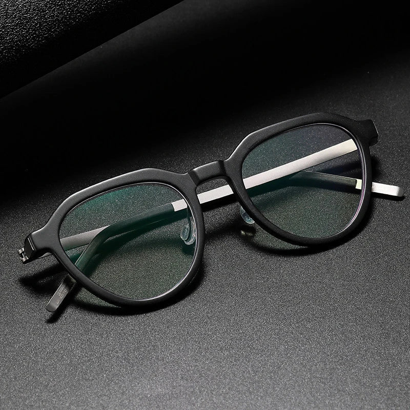 Vintage Polygon Titanium Acetate Screwless Eyeglasses Frame