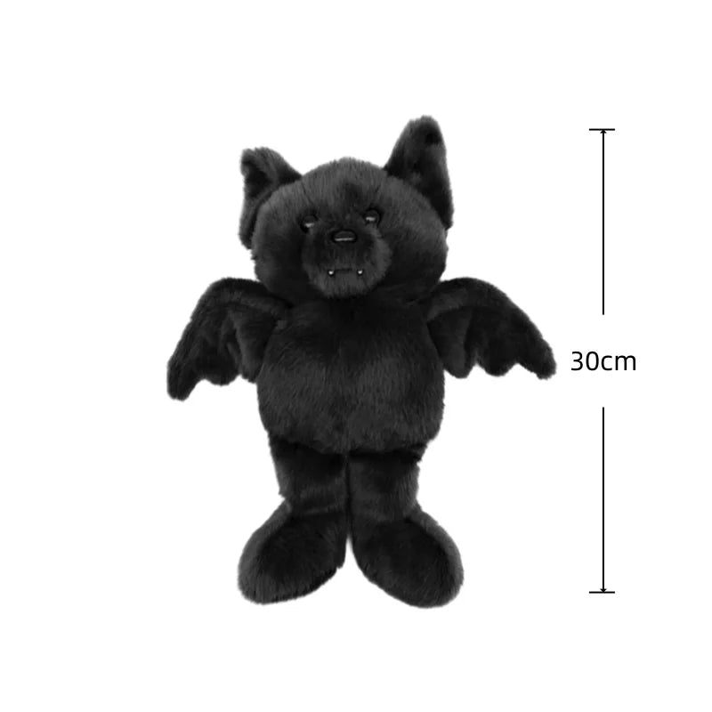 30cm Black Bat Plush Toy Posable Soft Stuffed Animal Doll