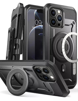 For iPhone 13 Pro Max Case 6.7“ 2021 UB Pro Mag Full-Body Rugged Belt-Clip Case with Built-in Screen Protector Kickstand