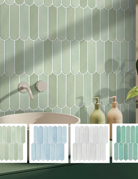 10pcs 3D Self-adhesive Wall Tiles, Fish Scale Tile Backsplash Peel and Stick, Mold Resistant Bathroom Tile Stickers, 30cm x 30cm