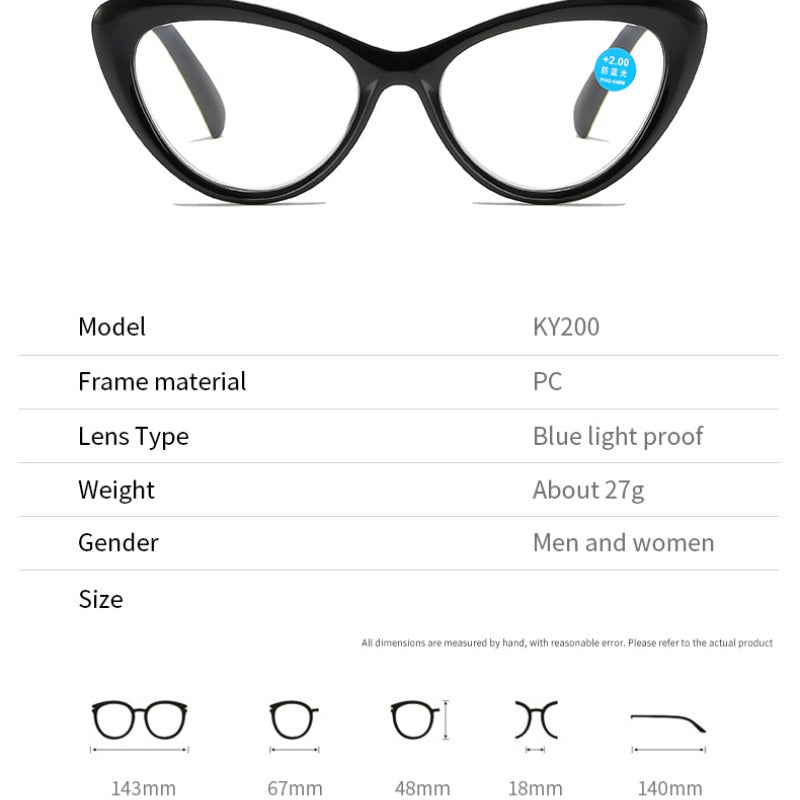 Cat Eye Reading Glasses Anti Blue Light Eyewear Design Trend Elderly Reading Books Computer Eyeglasses